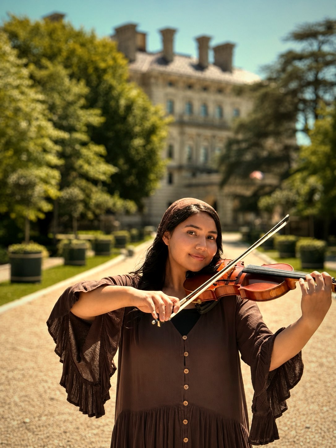 Rebecca Castaneda holding her violin